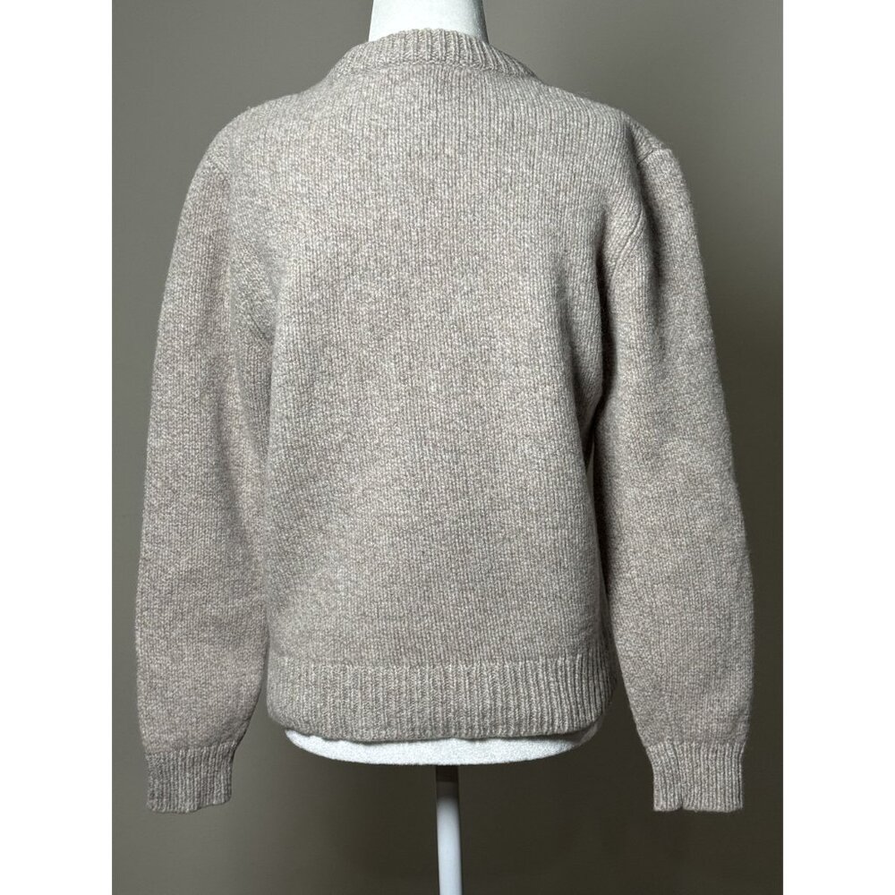 LL Bean L Womens S 100% Lambswool Beige Sweater pullover Crewneck Classic Cozy - Picture 3 of 9